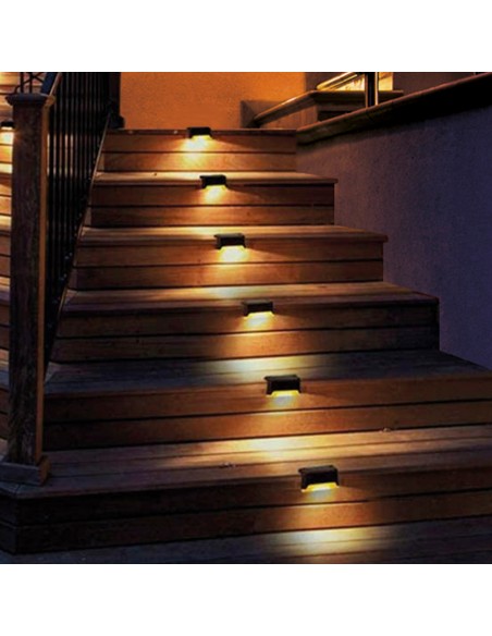 Pacote de 6 holofotes solares LED de luz quente para áreas externas, para escadas e corrimãos Aktive