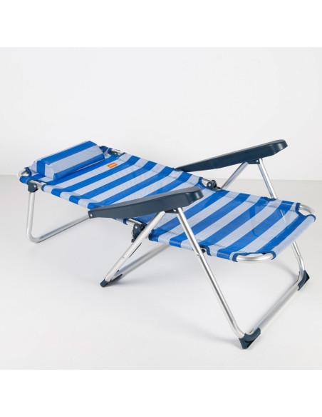 Cadeira de praia multiposições 48x60x90 cm riscas de marinheiro