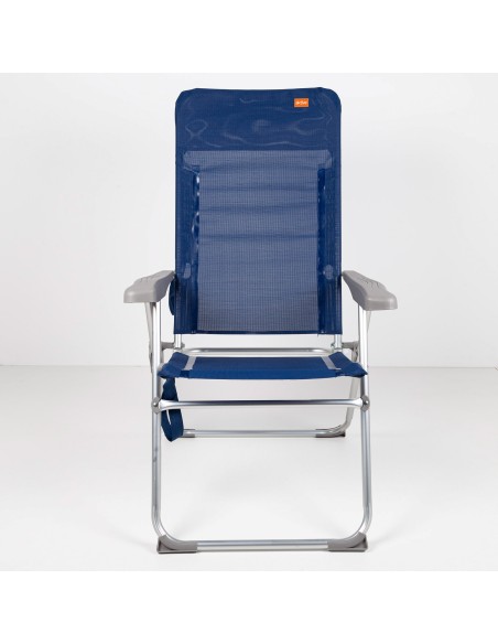 Cadeira de praia alta dobrável fina, multiposições, 47x66x107 cm, azul marinho