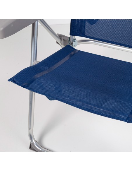 Cadeira de praia alta dobrável fina, multiposições, 47x66x107 cm, azul marinho