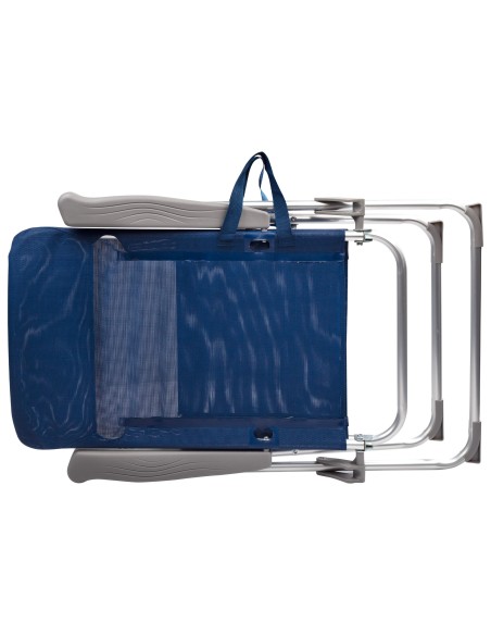 Cadeira de praia alta dobrável fina, multiposições, 47x66x107 cm, azul marinho