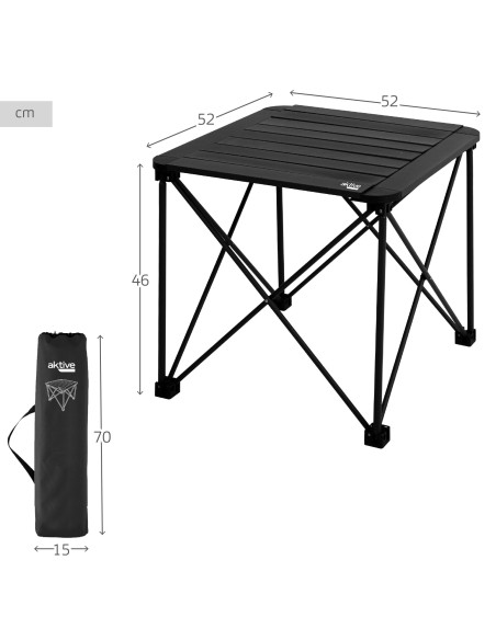 Mesa dobrável de camping preta desmontável e antiqueda