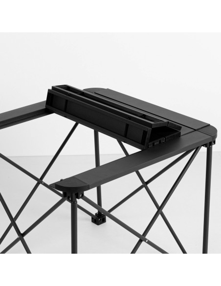 Mesa dobrável de camping preta desmontável e antiqueda