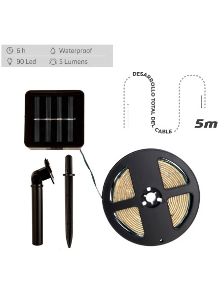 Fita solar LED autoadesiva 5 lúmens 5 metros