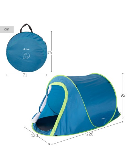 Barraca pop up para 2 pessoas com teto duplo e redes mosquiteiros