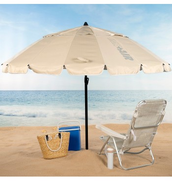 Guarda-chuva de praia à prova de vento 16 varas 240 cm bege 2