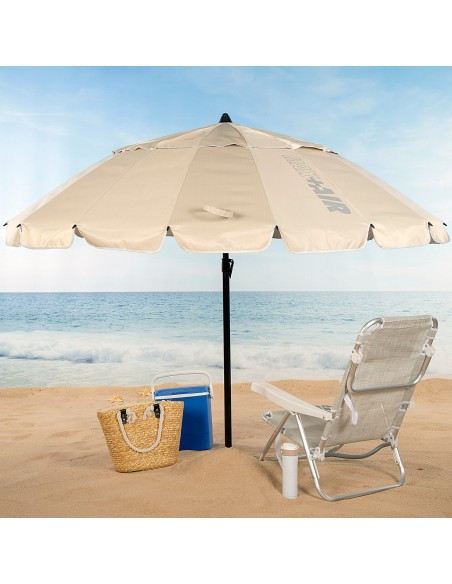 Guarda-chuva de praia à prova de vento 16 varas 240 cm bege
