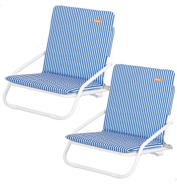 Pack 2 cadeiras praia baixas 46x60x50 cm com listras...