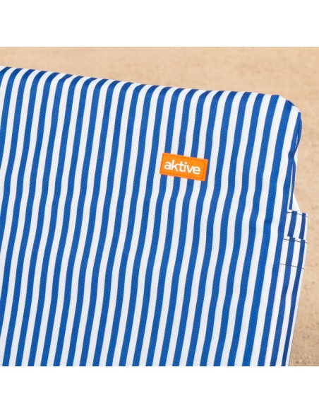 Pack 2 cadeiras praia baixas 46x60x50 cm com listras náuticas e bolso no encosto