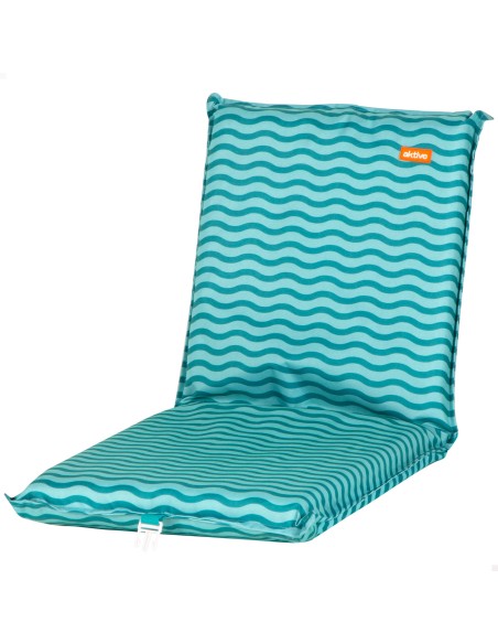 Pack 2 cadeiras praia baixas com múltiplas posições 40x48x56 cm cor turquesa com ondas e bolso traseiro