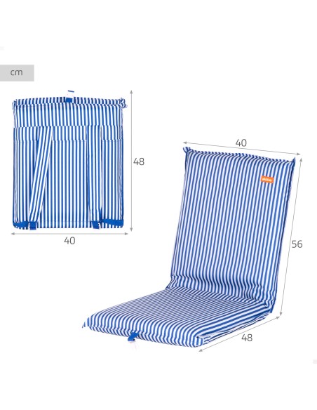 Pack 2 cadeiras praia baixas com múltiplas posições 40x48x56 cm listras azuis com bolso traseiro