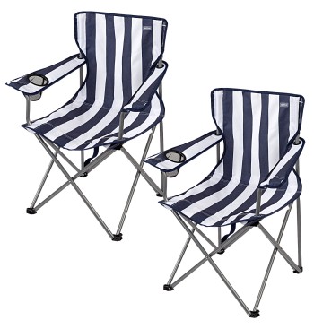 Pack 2 cadeiras de camping altas 45x47x82 cm listradas