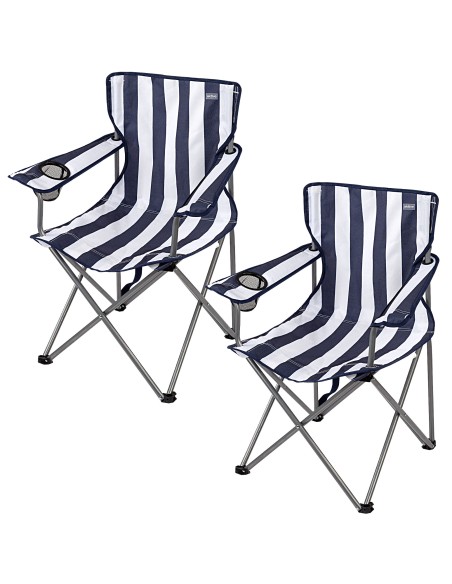 Pack 2 cadeiras de camping altas 45x47x82 cm listradas