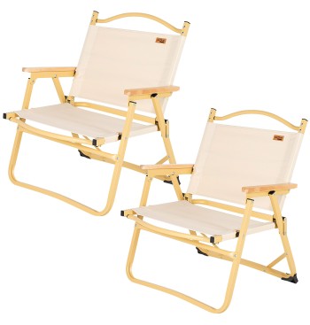 Pack 2 cadeiras de glamping 47x42x62 cm creme com bolso