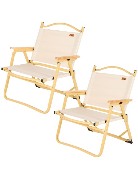 Pack 2 cadeiras de glamping 47x42x62 cm creme com bolso