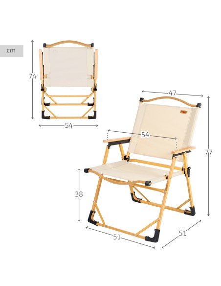 Conjunto de 2 cadeiras de glamping 47x51x77 cm creme