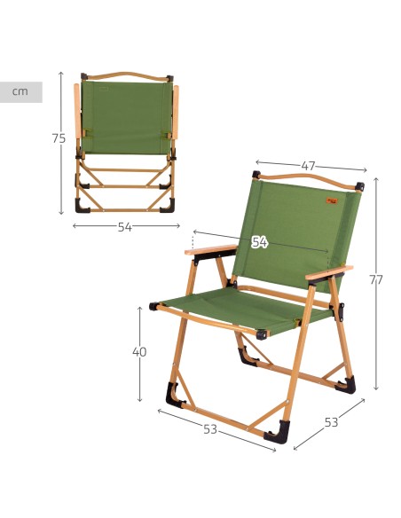Pack 2 cadeiras de glamping 47x53x77 cm verdes