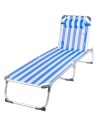 Espreguiçadeira de praia multiposições 186x49x30 cm estilo náutico com almofada