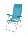 Cadeira de praia dobrável com múltiplas posições, azul, 47x67x110 cm, com alça.