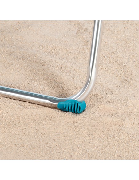 Cadeira de praia dobrável com múltiplas posições, azul, 47x67x110 cm, com alça.