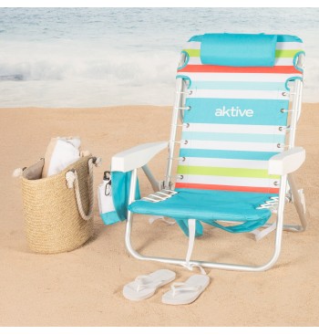 Aktive Cadeira de praia baixa multiposições 50x53x77cm... 2