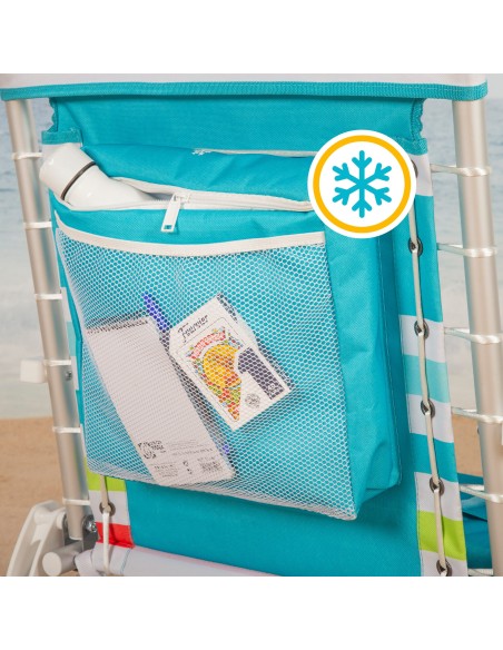 Aktive Cadeira de praia baixa multiposições 50x53x77cm geleira e bolsos