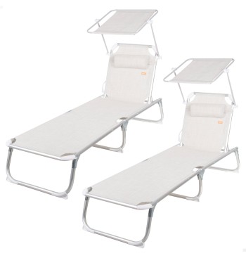 Pack 2 espreguiçadeiras de praia multiposições 186x49x30...