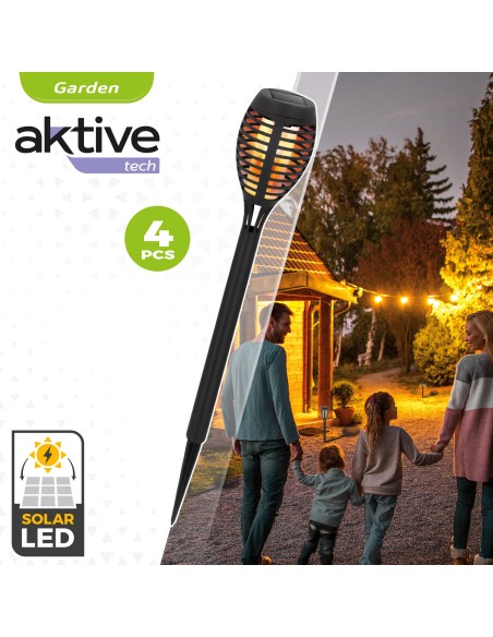 Conjunto 4 lâmpadas solares LED para jardim