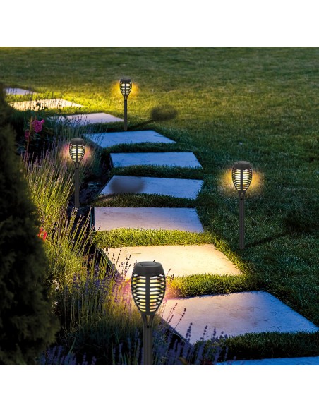 Conjunto 4 lâmpadas solares LED para jardim