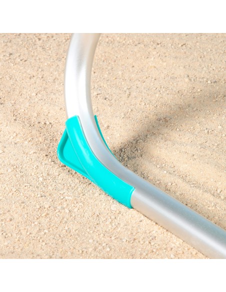 Pack 2 espreguiçadeiras praia multiposições 186x49x30 cm listradas em turquesa com almofada