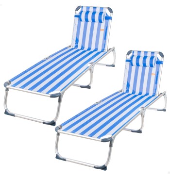 Pack 2 espreguiçadeiras praia multiposições estilo...