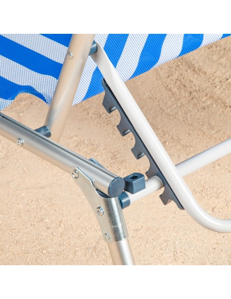 Pack 2 espreguiçadeiras praia multiposições estilo náutico 186x49x30 cm almofada