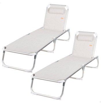 Pack 2 espreguiçadeiras praia multiposições 186x49x30 cm...