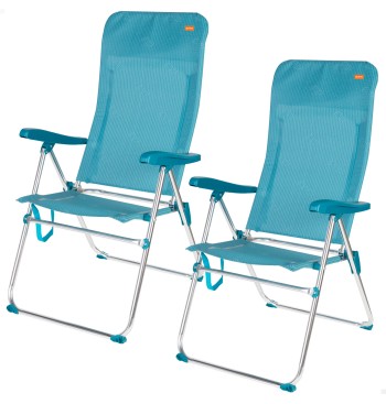 Pack 2 cadeiras praia altas múltiplas posições 46x67x110...