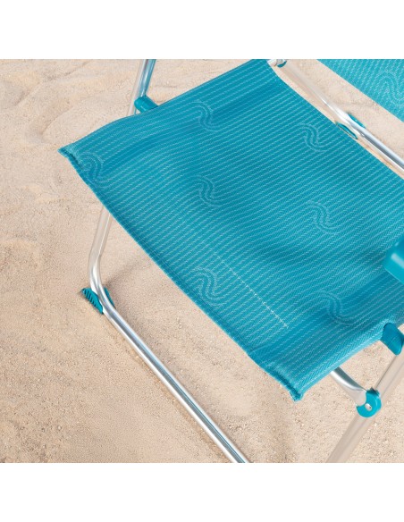 Pack 2 cadeiras praia altas múltiplas posições 46x67x110 cm turquesa