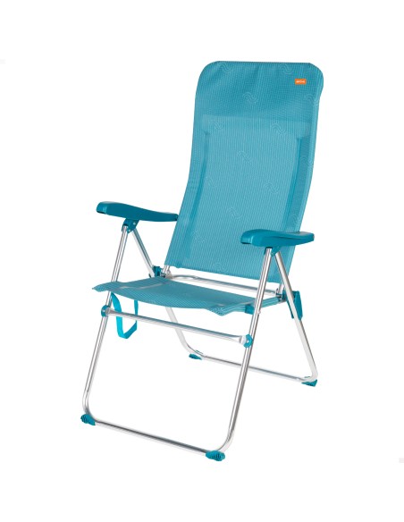 Pack 2 cadeiras praia altas múltiplas posições 46x67x110 cm turquesa