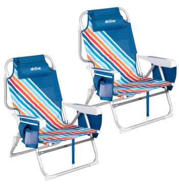 Pack 2 cadeiras praia médias multiposições 50x55x80 cm...