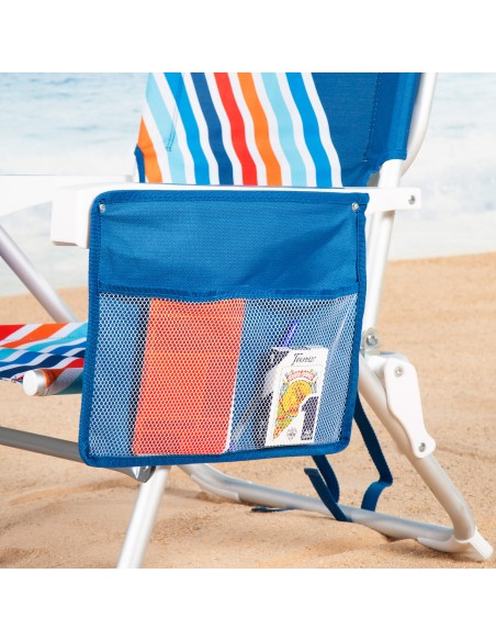 Pack 2 cadeiras praia médias multiposições 50x55x80 cm multicoloridas com bolsos