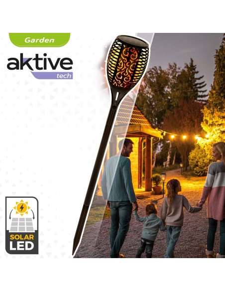 Estaca solar LED de 5 lúmens com efeito de tocha de fogo