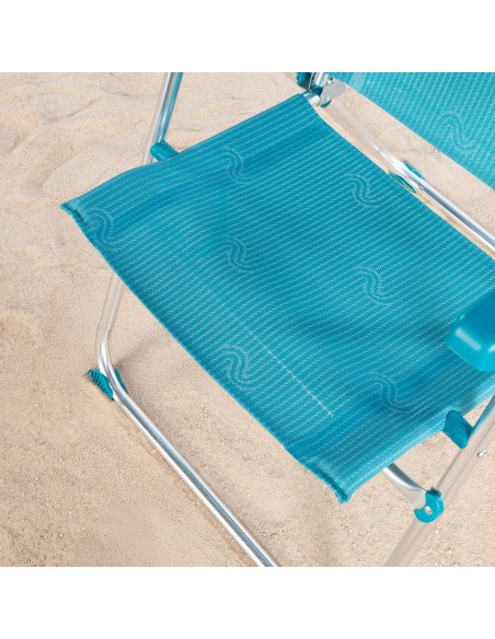 Pack 2 cadeiras praia altas com múltiplas posições 47x62x90 cm turquesa
