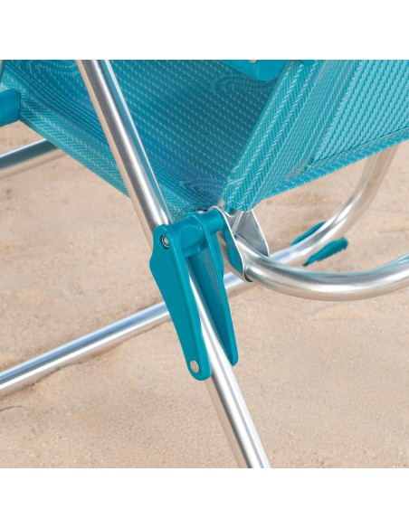 Pack 2 cadeiras praia altas com múltiplas posições 47x62x90 cm turquesa