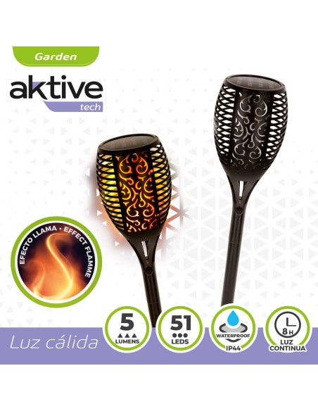 Estaca solar LED de 5 lúmens com efeito de tocha de fogo