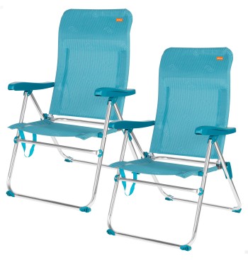Pack 2 cadeiras praia altas com múltiplas posições...