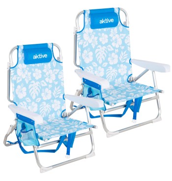 Pack 2 cadeiras praia médias multiposições 50x54x80 cm...