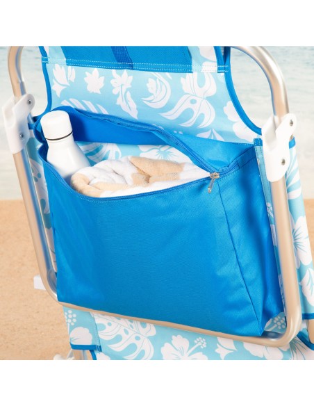Pack 2 cadeiras praia médias multiposições 50x54x80 cm flores com bolsos