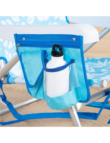 Pack 2 cadeiras praia médias multiposições 50x54x80 cm flores com bolsos