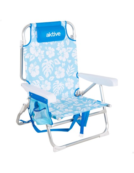 Pack 2 cadeiras praia médias multiposições 50x54x80 cm flores com bolsos