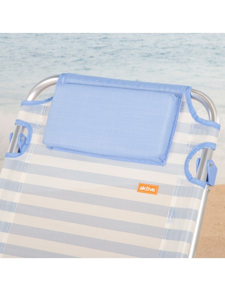 Pack 2 cadeiras praia altas com múltiplas posições 48x60x90 cm listradas em azul