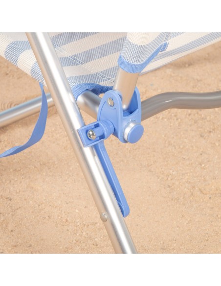 Pack 2 cadeiras praia altas com múltiplas posições 48x60x90 cm listradas em azul