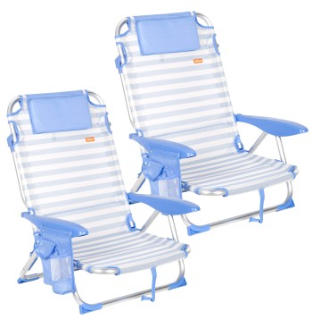 Pack 2 cadeiras praia baixas com múltiplas posições...